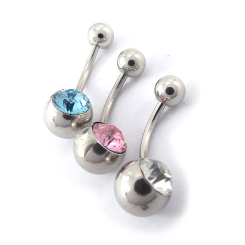 Les Trésors De Lily [K0264] - Набор из 3 пирсингов «Стразы» синий розовый белый