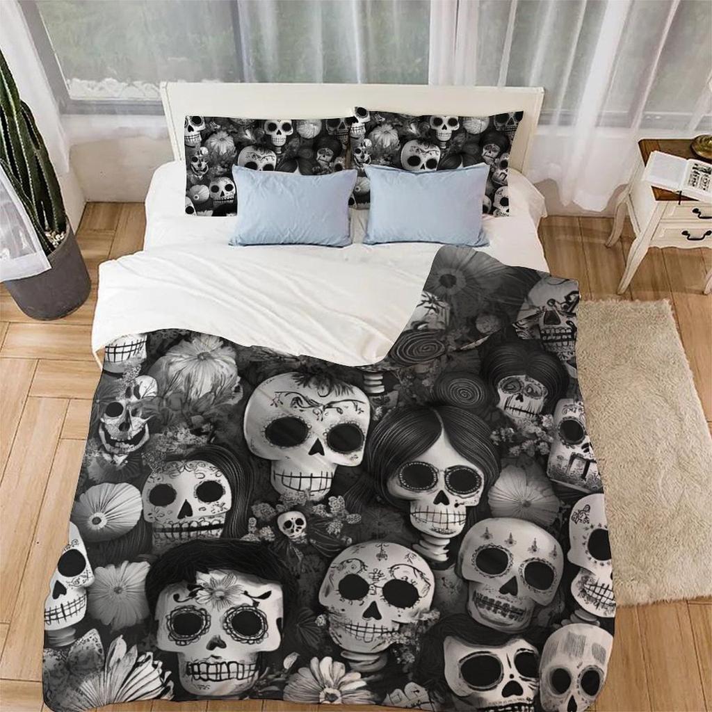 Skull Comforter Covers Printed Duvet Cover Bedding Set Suitable Children's Kids and Adults Warm Soft Breathable and Comfortable