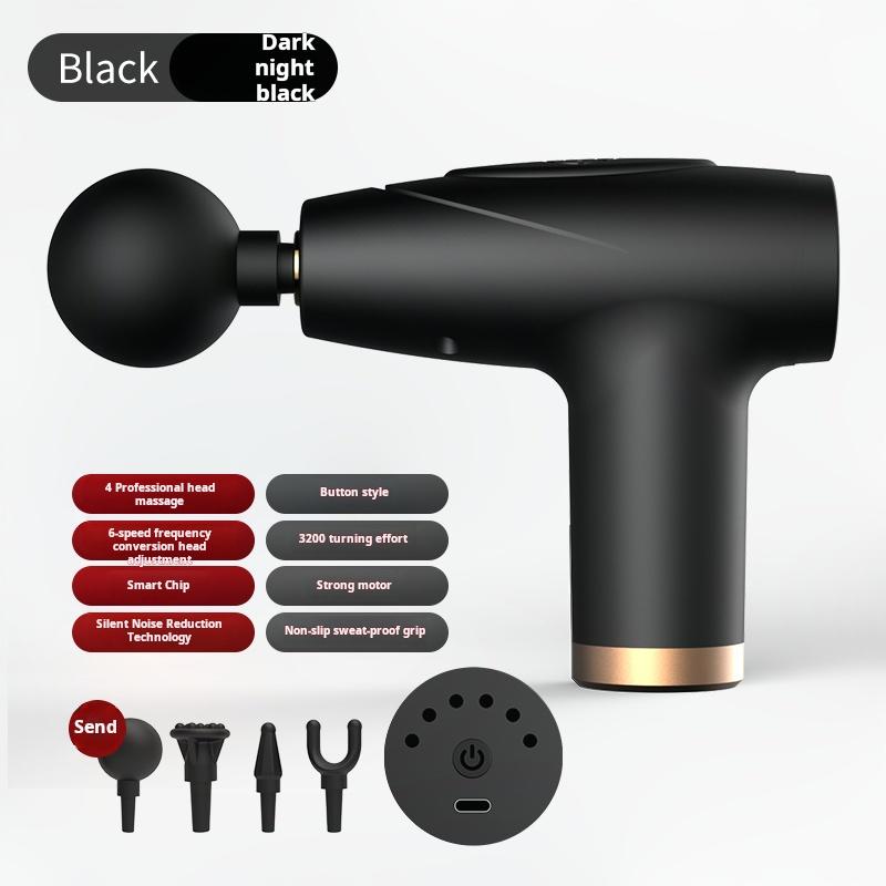 Black 4 Types Of Massage Heads Mini Fascia Gun Multi-Level Massage Gun Muscle Relaxation Massage Equipment Portable Vibration Massager