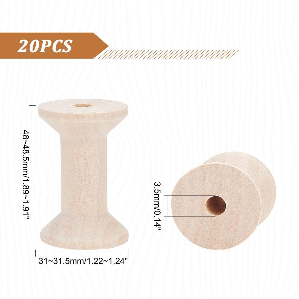 20PCS Wooden Empty Thread Spools 20PCS Natural Wire Weaving Bobbins Sewing Machines