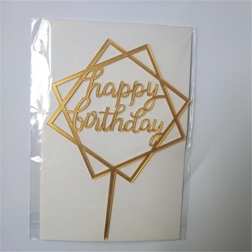 Ins New Happy Birthday Acrylic Cake Topper Pink Gold Cupcake Topper For Kids Gilrs Birthday Party Cake Decorations Baby Shower