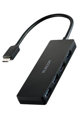 ELECOM USB USB 4 Bus 15cm Hub, 3.2 (Gen 1), 5Gbps, USB-C Connection, Ports, Powered, Cable, Black, U3HC-H040BK