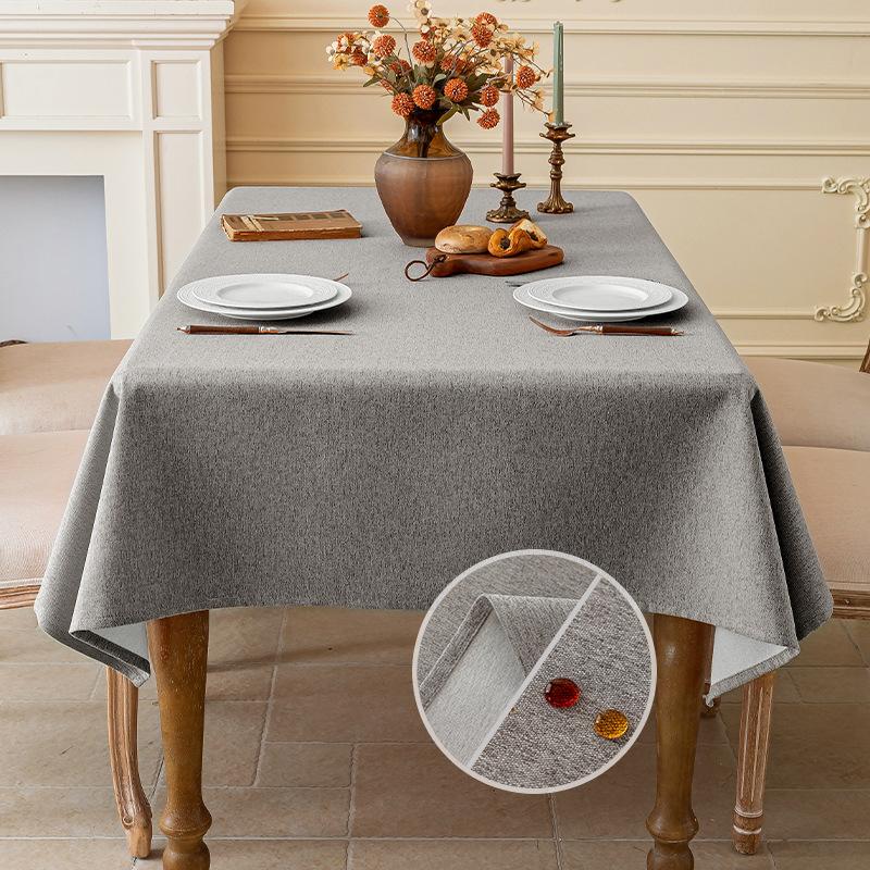 Faux Linen Rustic Reusable Rectangular Table Cloth Cover for Dining Waterproof Waterproof No-wash Dust-proof Coffee Table Cloth