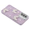 For Samsung Galaxy S25/S24 Case Butterfly Pearl Decor IMD PC+TPU Phone Cover with Glass Lens Film