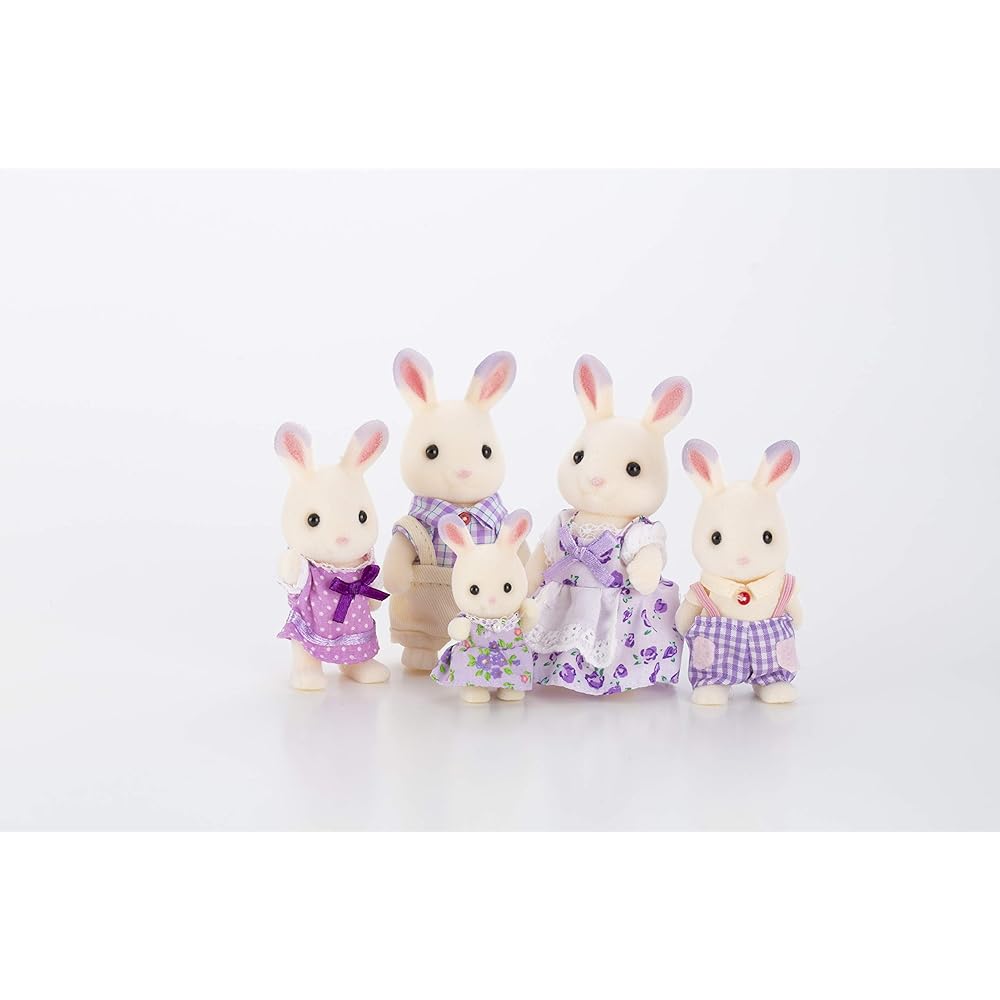 Sylvanian Families Lavender Rabbit Family Toy Set with Accessories and Detailed Features