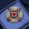 Vintage Court Style Geometric Brooch High Quality Alloy Rhinestone Fashion Suit Lapel Pin