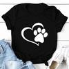 Women T Shirts Fashion Dog Paw Printed Short Sleeve O Neck Summer Tops Tees Plus Size