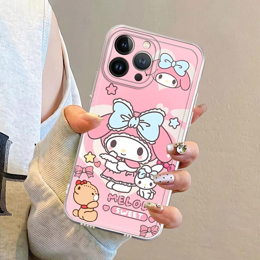 Case for iPhone 17 Pro Max 15 Air 12 Mini XR XS Max 11 14 Plus 13 Pro 7 8 16 Soft Phone Cover Cartoon Kuromi My Melody
