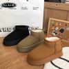 Fleece snow boots women wear thick-soled winter new fur integrated short boots thickened non-slip cotton shoes