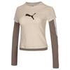 Puma Простая спортивная футболка с длинным рукавом и круглым вырезом для женщин, топ 63980387