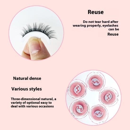 1 пара самоклеящихся накладных ресниц многоразового использования, естественный вид, тонкие, пушистые, синтетические накладные ресницы ручной работы, полоски, женские инструменты для макияжа глаз