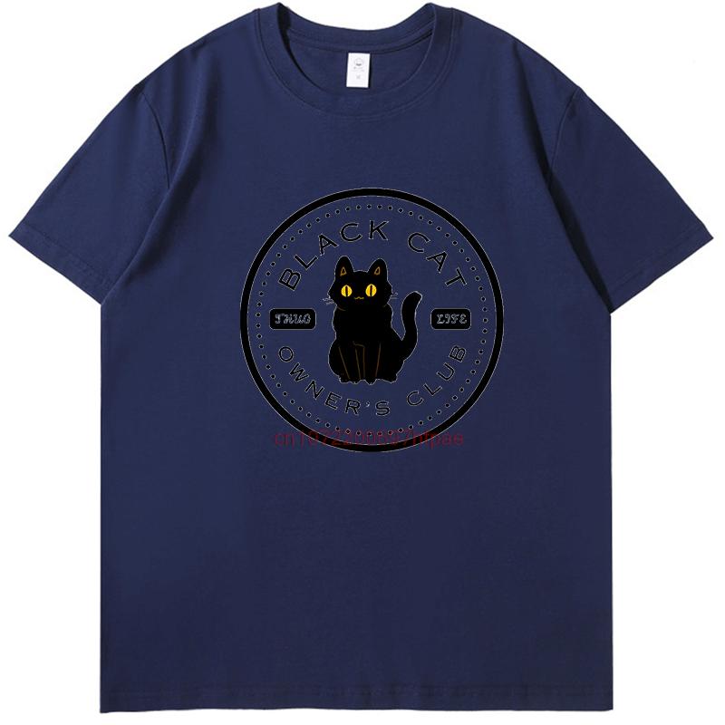 Halloween Funny Black Cat Owners Club Graphic T Shirts Cotton New Shirts And Tshirts Fashion Summer Mens Print T Shirt