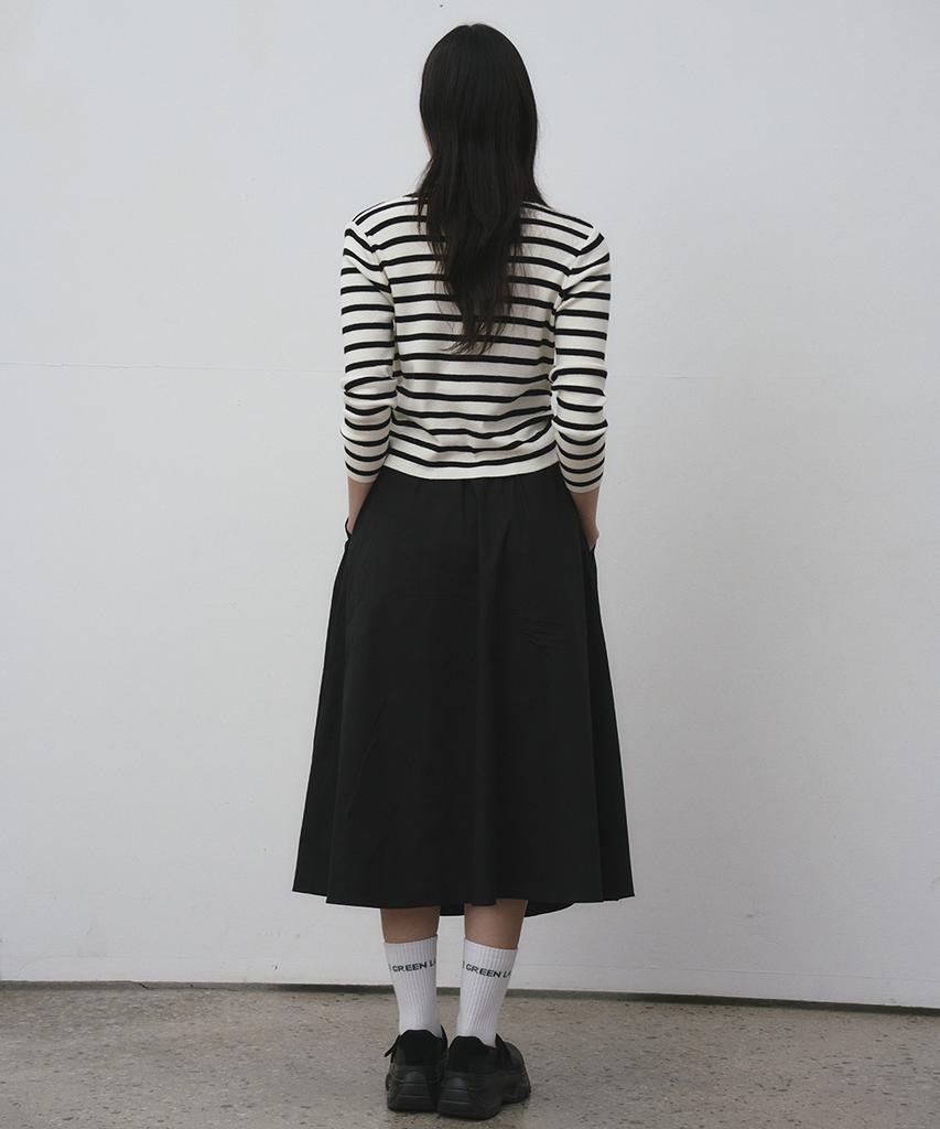 THE GREEN LAB Striped Shirred Knit [White]