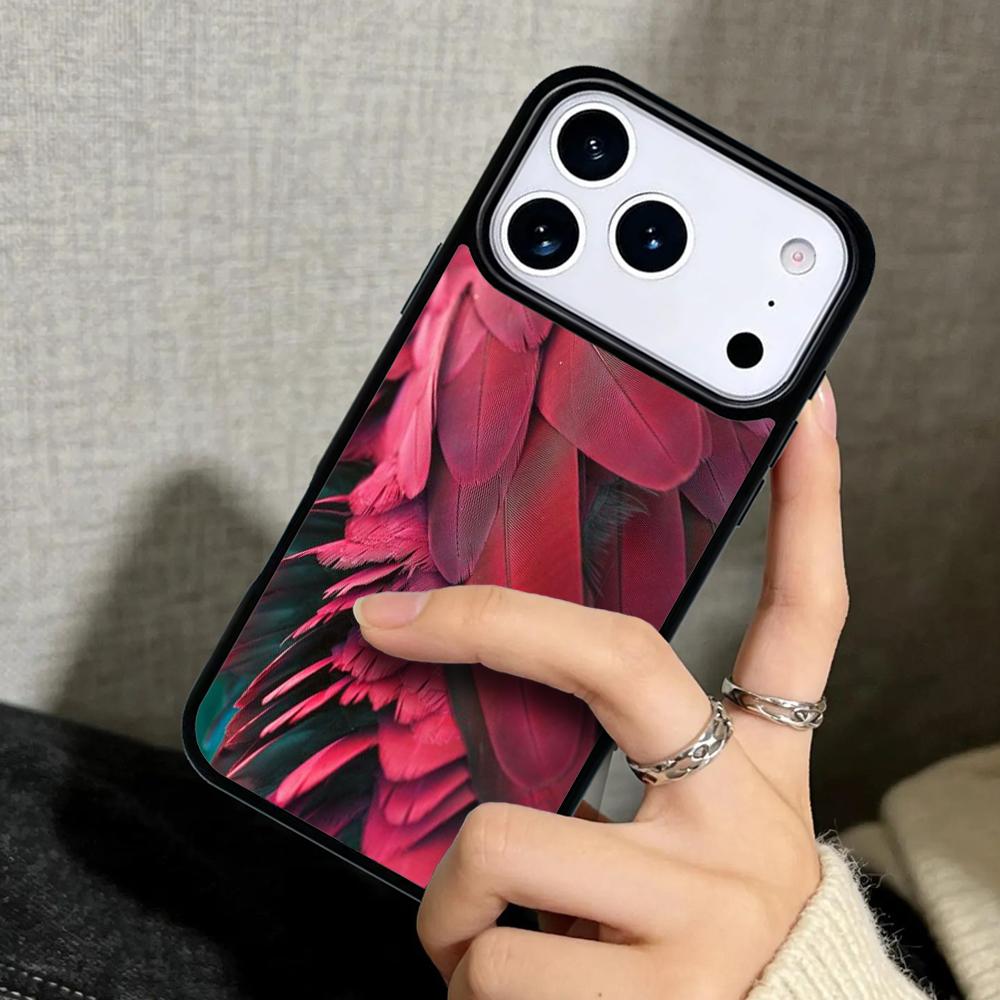 Чехол Case для iPhone 17 Air 16 Pro Max 15 Plus 11 13 Mini 14 12 Задняя крышка телефона с узором из перьев птиц