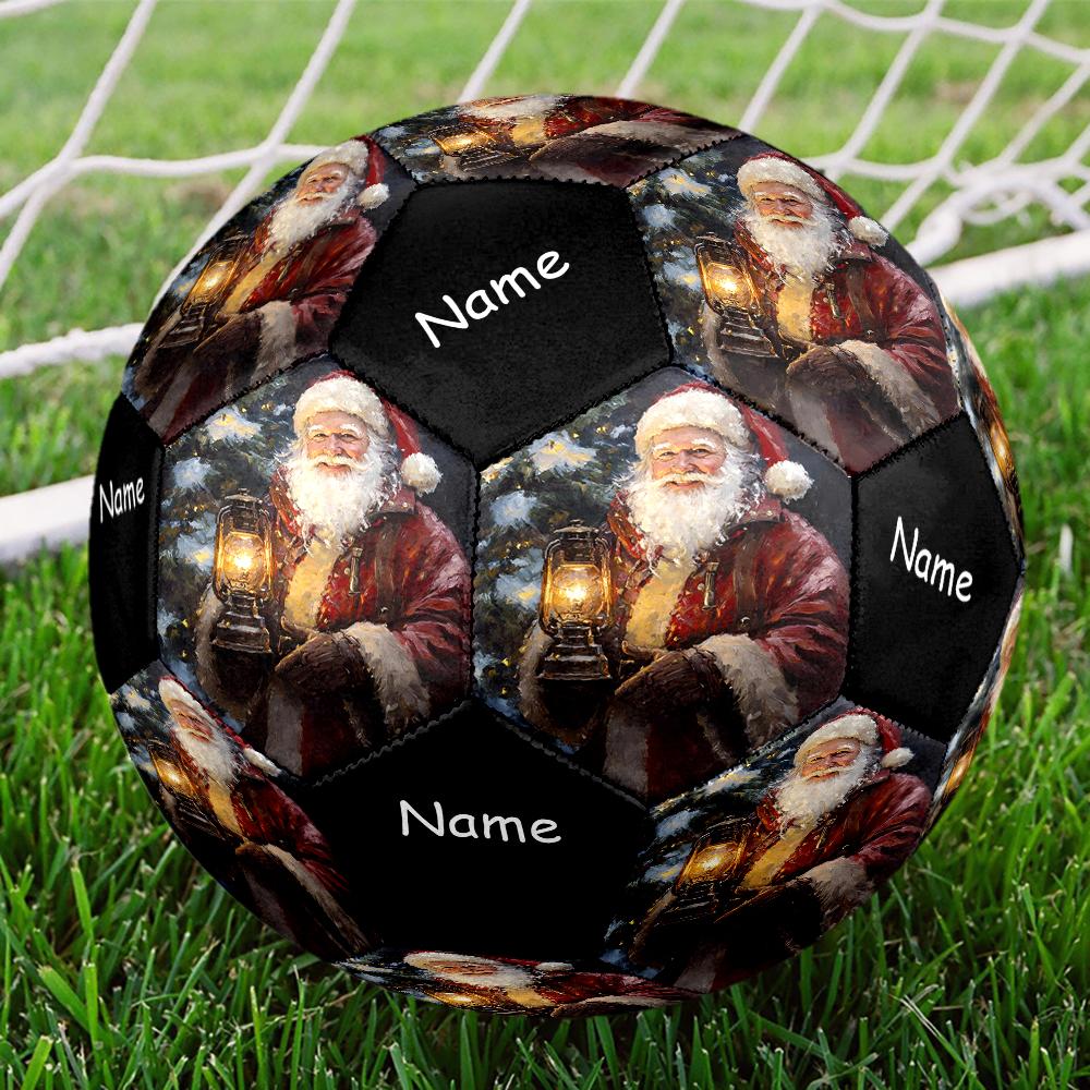 Custom Name Christmas Santa Claus Theme Size 5 Soccer Ball, Suitable for Both Indoor and Outdoor Matches, a Gift Suitable for Everyone.