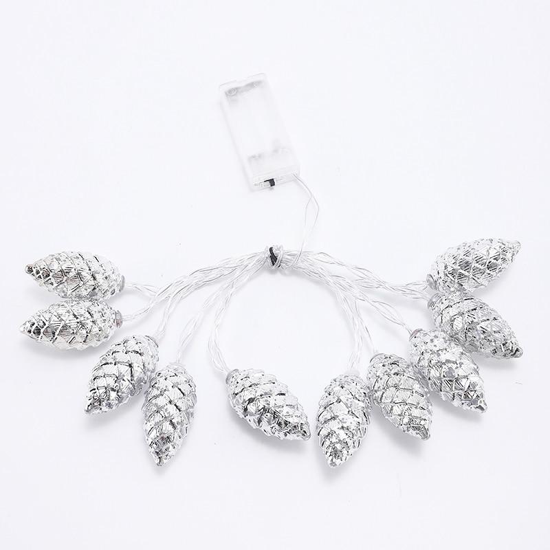 Гирлянда из сосновых шишек 1,5 м с 10 теплыми белыми светодиодами для украшения рождественской елки