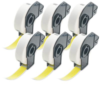 Термобумага BETCKEY Рулон для принтера этикеток Brother Совместимые наклейки для этикеток BROTHER 17x87мм 300 листов Совместимо с 6 штуками Желтый DK-1203 QL-550