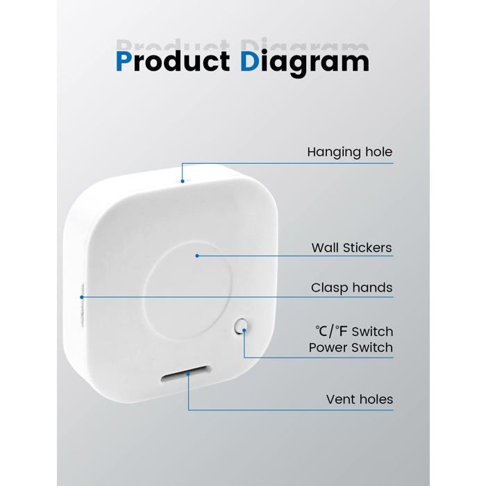 Thermomètre hygromètre numérique intérieur - AIMOONSA - Mini - ±1°C - -50~70°C - 10–99%RH