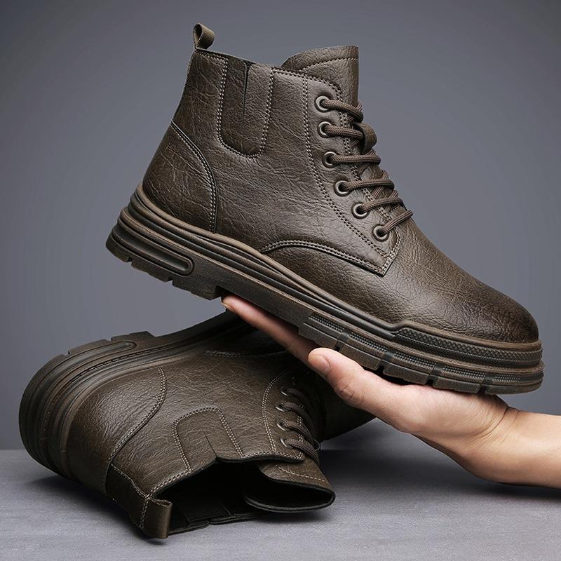 Men's shoes autumn and winter new Martin boots men's British leather boots youth high top