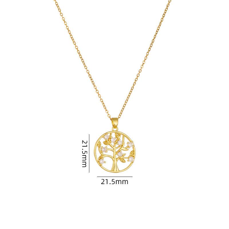 Hot Sell Zircon Lucky Tree Pendant Necklace Stainless Steel Light Luxury Plant Choker Jewelry Birthday Gifts For Women Girls