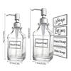 Pack of 2 Transparent Glass Soap Dispenser Shampoo Bottles 550ml for Bathroom and Kitchen Travel Portable Dispensers