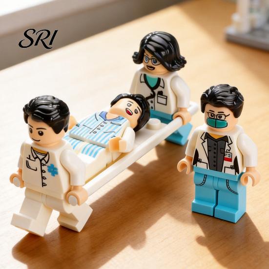 Kids Hospital Toy Mini Medical Scene Figures Set with Patient Nurse Doctor And Equipment Surgical Gown Figure Miniature Building Block for Pretend