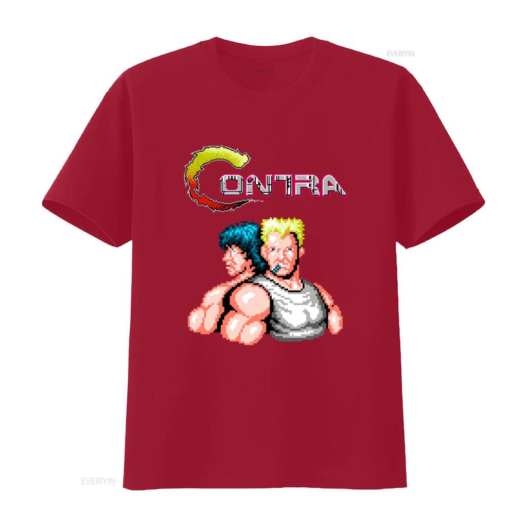 Футболка с изображением экрана игры Contra для NES Famicom 8-битный ретро-дизайн 100% хлопок Доступна в размерах S-5XL винтажная стираная модная графическая