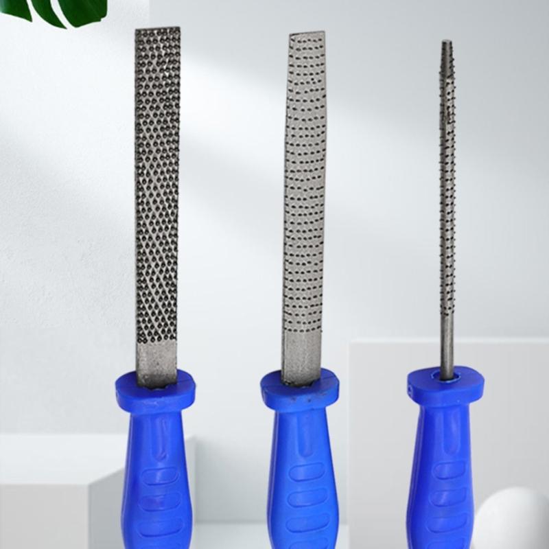 3 Pieces Wood Rasp File Set Alloy Steel Woodworking File, Round, Flat, Semi-Round, File Tools for Woodworking