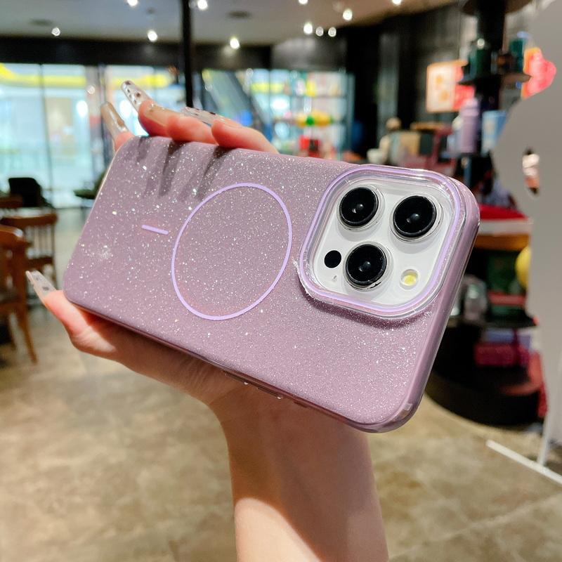 Модный блестящий магнитный чехол IMD для iPhone 16 15 Pro Max 14 13 12 Pro Max, тонкий, противоударный, для задней крышки Magsafe