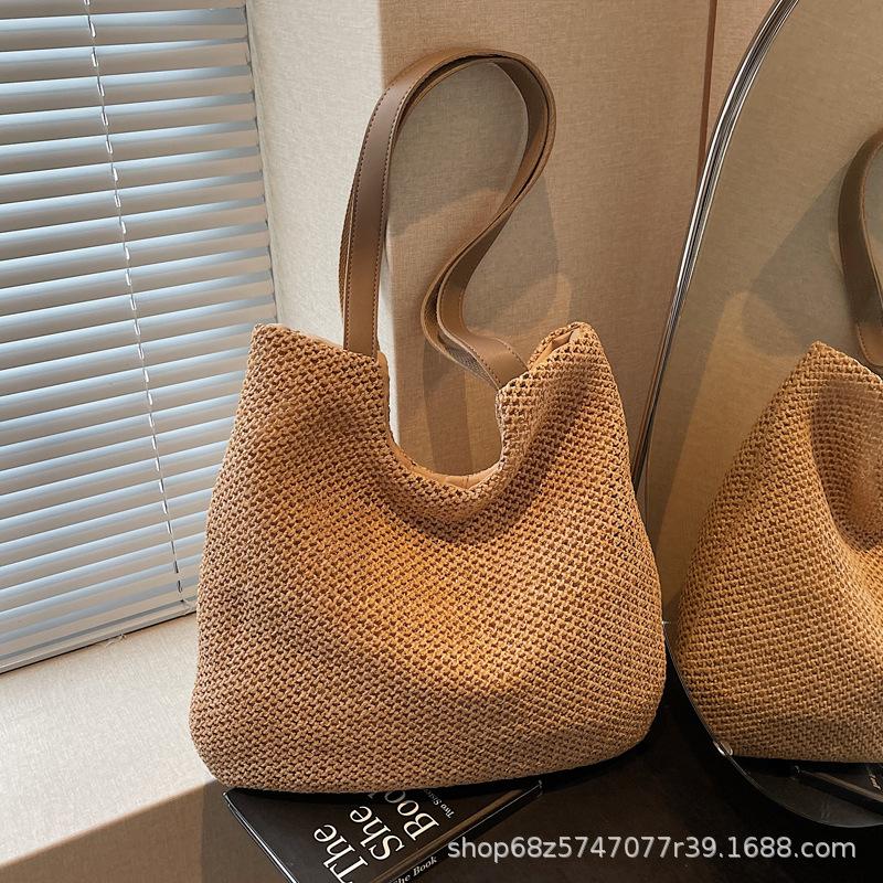 This Year's Popular Fashion Woven Large-capacity Leisure Bag 2025 Spring and Summer New Straw Woven Portable Shoulder Tote Bag