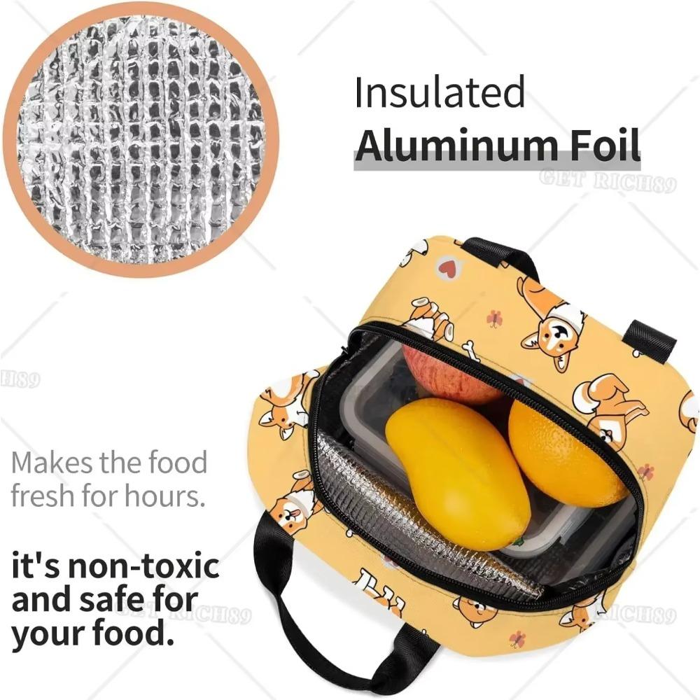 Сумка для ланча Corgis Dog Flower для взрослых, изолированный ланч-бокс с милым рисунком, многоразовая сумка для ланча для учебы, работы, пикника