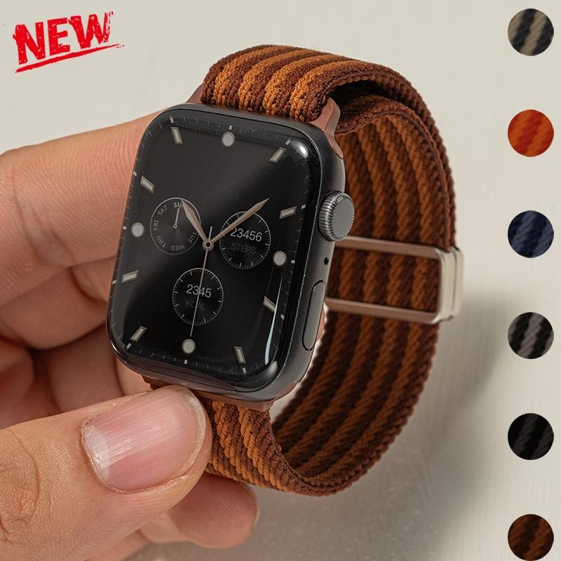 Плетеный нейлоновый ремешок для Apple Watch Series 11 10 42 мм 46 мм 45 41 мм 44 40 38 мм Магнитный ремешок для Iwatch Ultra 3 2 49 мм 9 8 7 SE3
