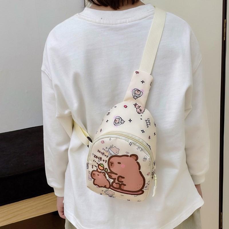 Children Capybara Printed Diagonal Package Polychrome Casual Outdoor Bag Chest