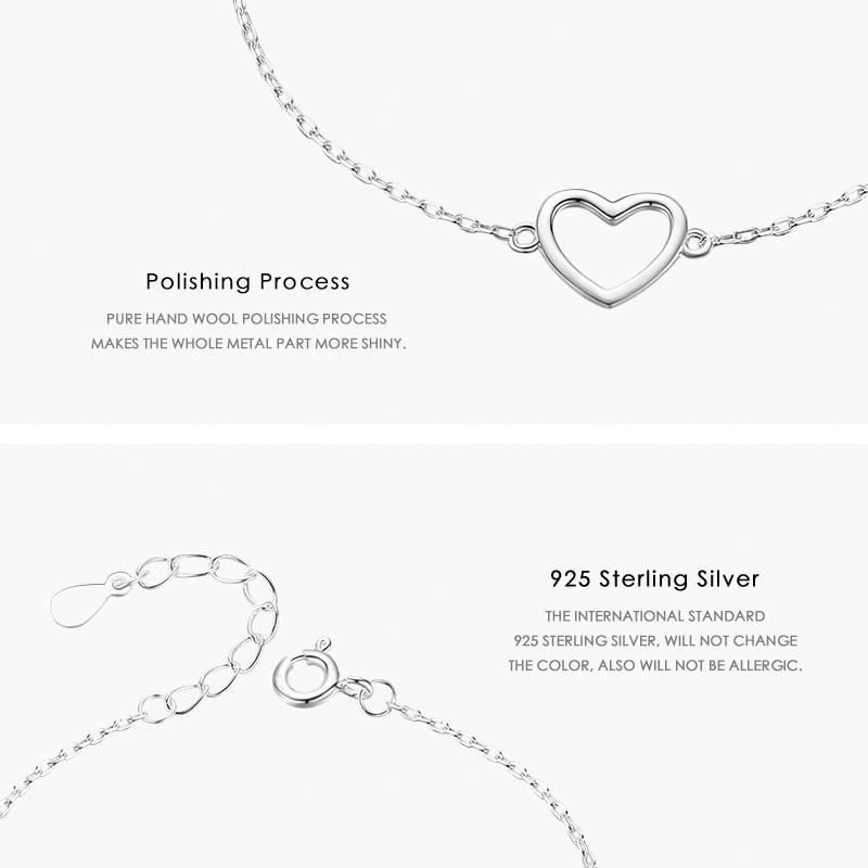 MODIAN Простой браслет-цепочка из стерлингового серебра 925 пробы с сердечками для женщин, очаровательные эффектные ювелирные аксессуары