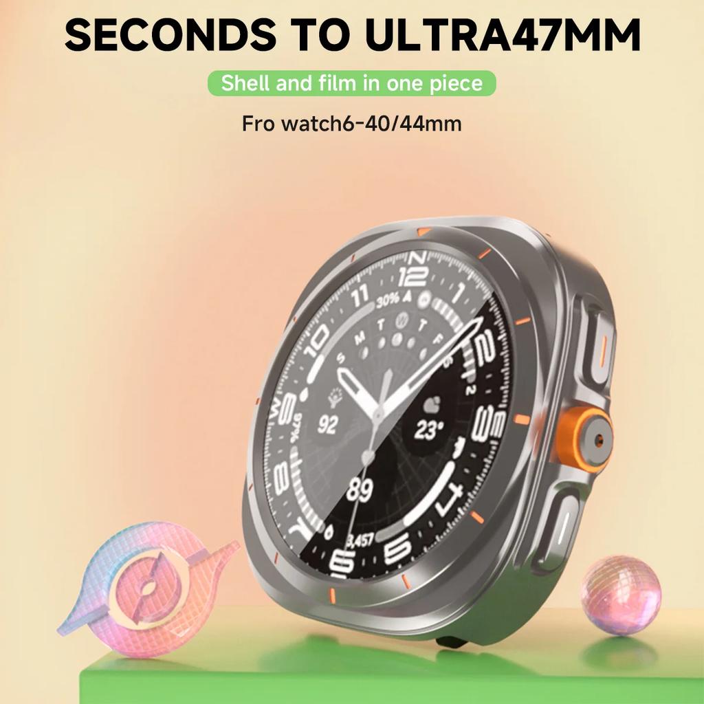 Обновление до Ultra Case для Samsung Galaxy Watch 7 6 40мм 44мм Замена на Galaxy Watch Ultra 47мм Защитное стекло для экрана