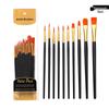 10-Piece Nylon Paintbrush Set with Plastic Handles for Oil, Watercolor, and Gouache Painting