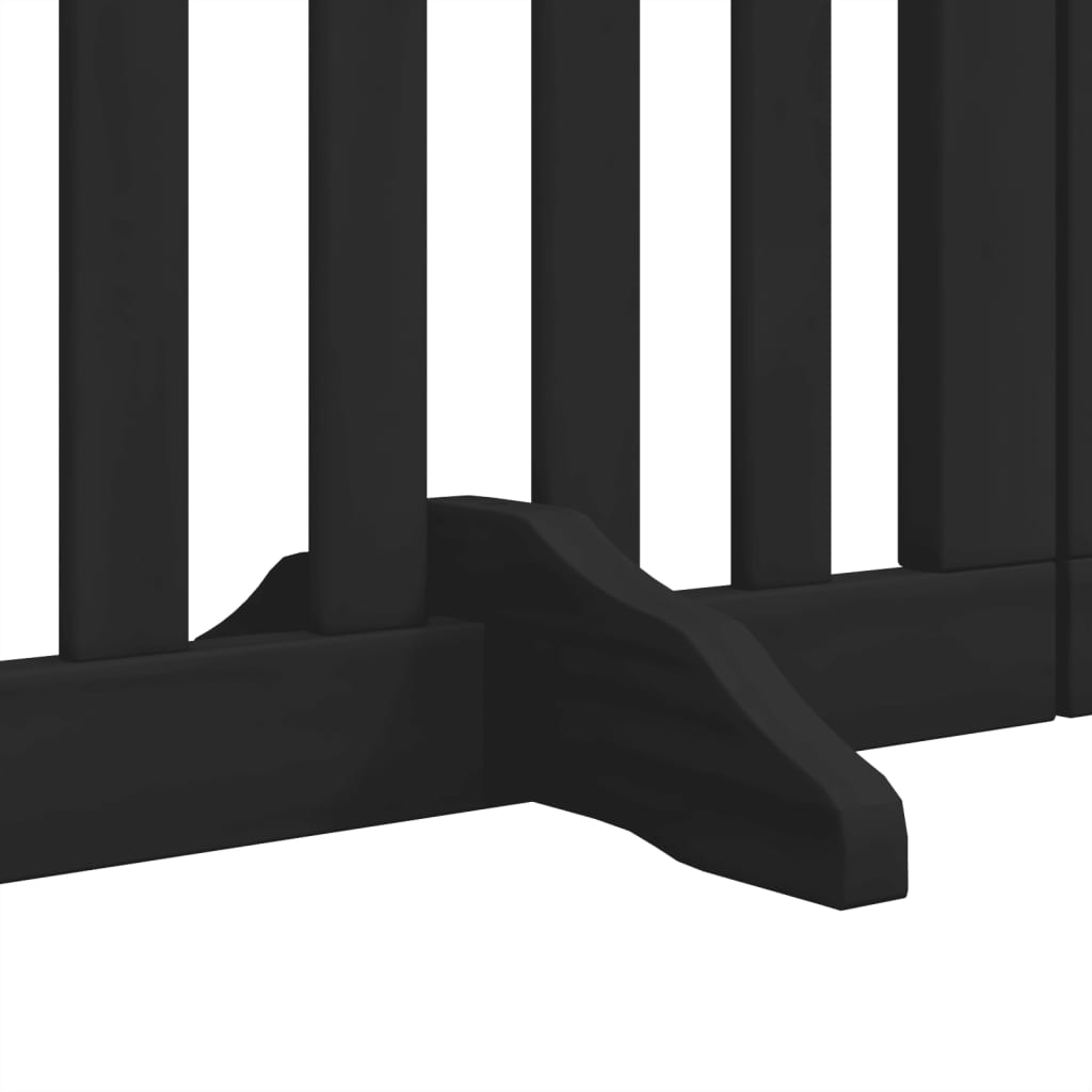 6 Piece Foldable Black Dog Gate 300 cm Poplar Wood