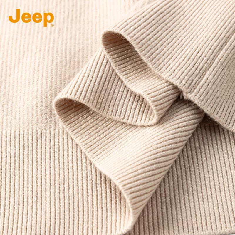 JEEP Men's Solid Color Loose Round Neck Knit Sweater