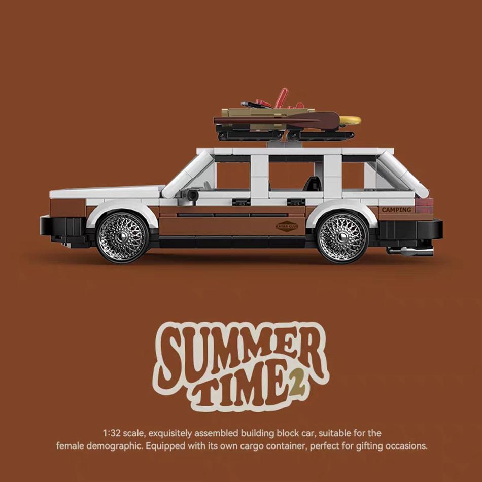 MOC Ретро Седаны Классический Универсал Автомобиль Строительные Блоки Speed Camper Автомобиль Витрина Гаражные Кирпичи Игрушки Дети Взрослые Подарки