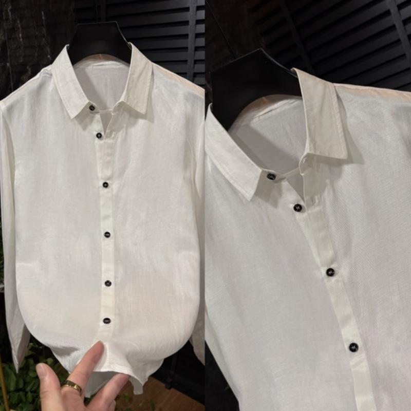 Men S Casual Long Sleeve Loose Fit Linen Blend Shirt