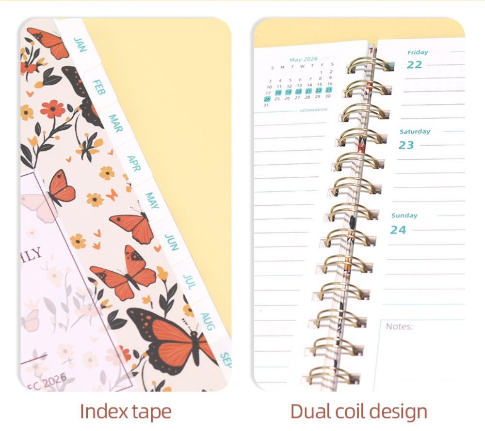 High Quality A5 2026 Planner Weekly and Monthly Agenda Academic Planner Monthly Tabs Jan.2026 - Dec.2026 Coil Notebook