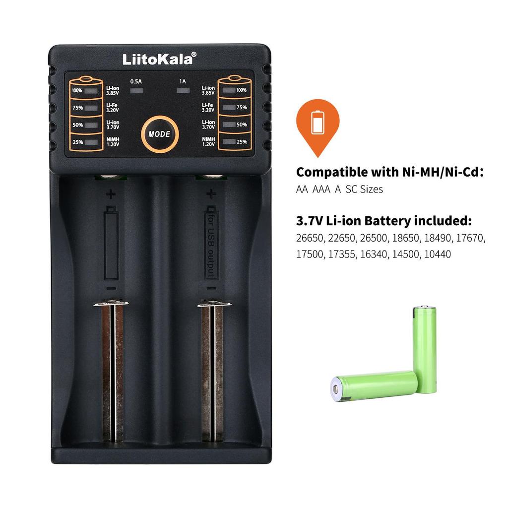 LiitoKala Lii-202 Зарядное устройство для аккумуляторов 18650 1.2V/3.7V/3.2V/3.85V 21700 20700 2665014500 16340 NiMH li-ion батарей Умное зарядное устройство