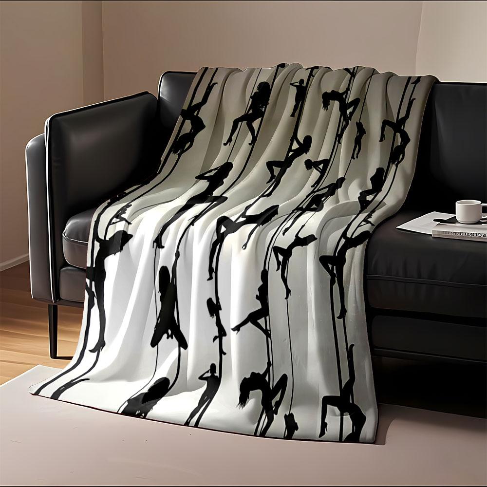 Silhouettes of women in various poses climbing vertical poles. for all seasons blanket lunch break throw gift
