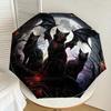 1pc Gothic Cat Moonlight Umbrella with Plastic Handle,Suitable for All Seasons Home Travel Outdoor UmbrellaDD198