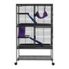 Metal Small Animal Cage 130 cm 4-Tier Rolling Ferret Cage On Wheels, 13.97 mm Wire Spacing Large Cages with Hammock, Ramps, Tray & Doors for Ferret,