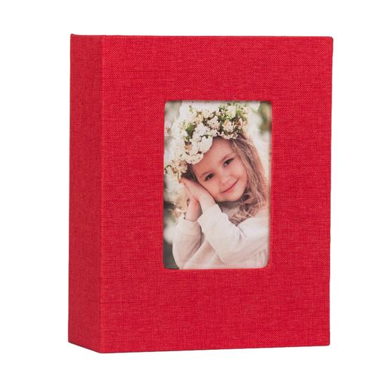 Фотоальбом Льняная обложка Фотоальбом с передним окошком 100 фотографий 4x6 Вставные фото