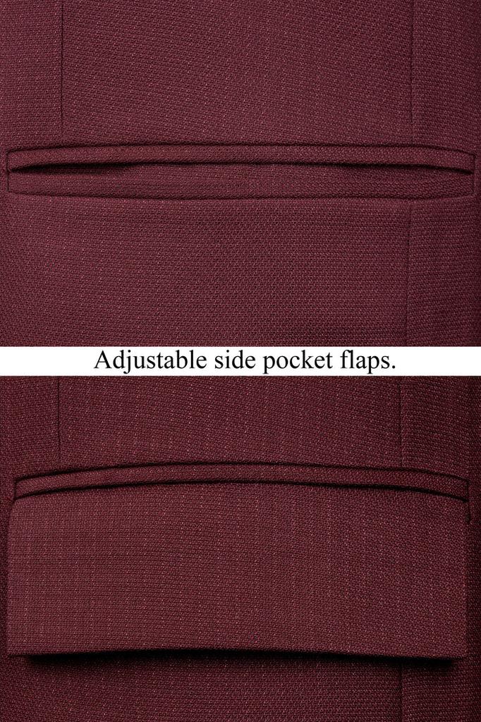 Блейзер Бандхагала бордового цвета с текстурой доппи и перекрестной планкой