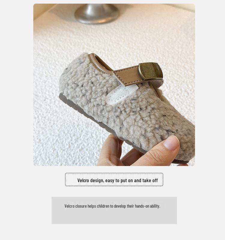 Зимние мокасины на меху для девочек - Теплая уличная хлопковая обувь для маленьких девочек