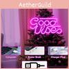 Vibrant Good Vibes Led Neon Sign With Stylish Transparent Backplate For Home Decor