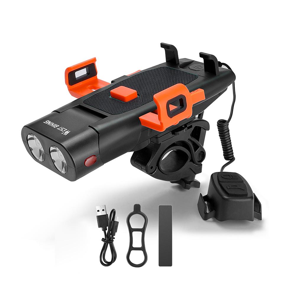 5в1 светодиодный передний кронштейн для велосипеда, лампа, звуковой сигнал, держатель для мобильного телефона, предупреждающий звонок, Powerbanks, MTB велосипед